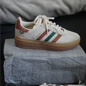 Adidas Gazelle Women’s Shoes - White, Green, and Brown